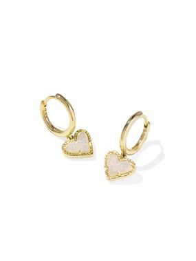 Ari Heart Gold Huggie Earrings in Iridescent Drusy